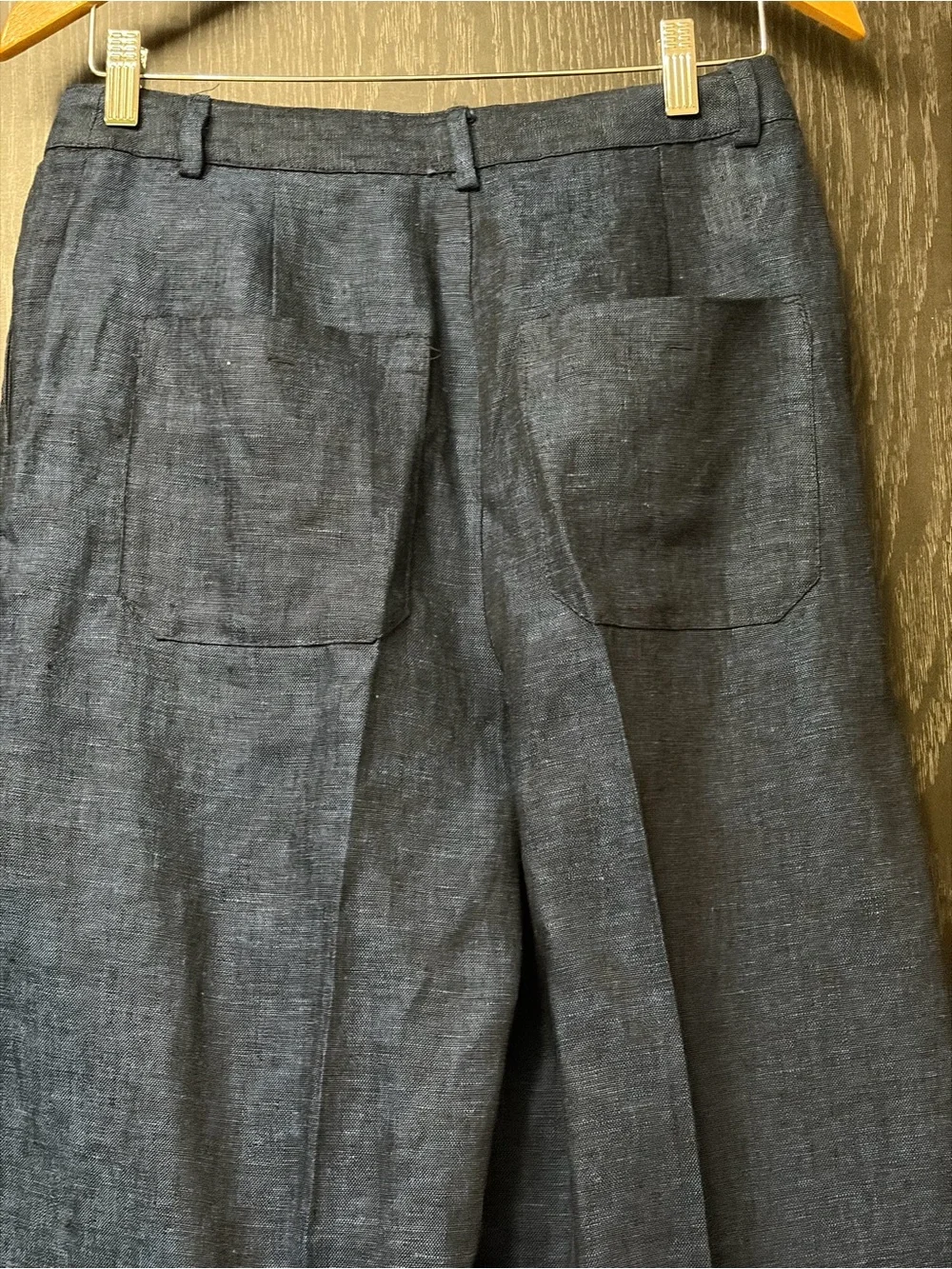 Zara Dark Navy Wide-Leg High-Rise Trousers